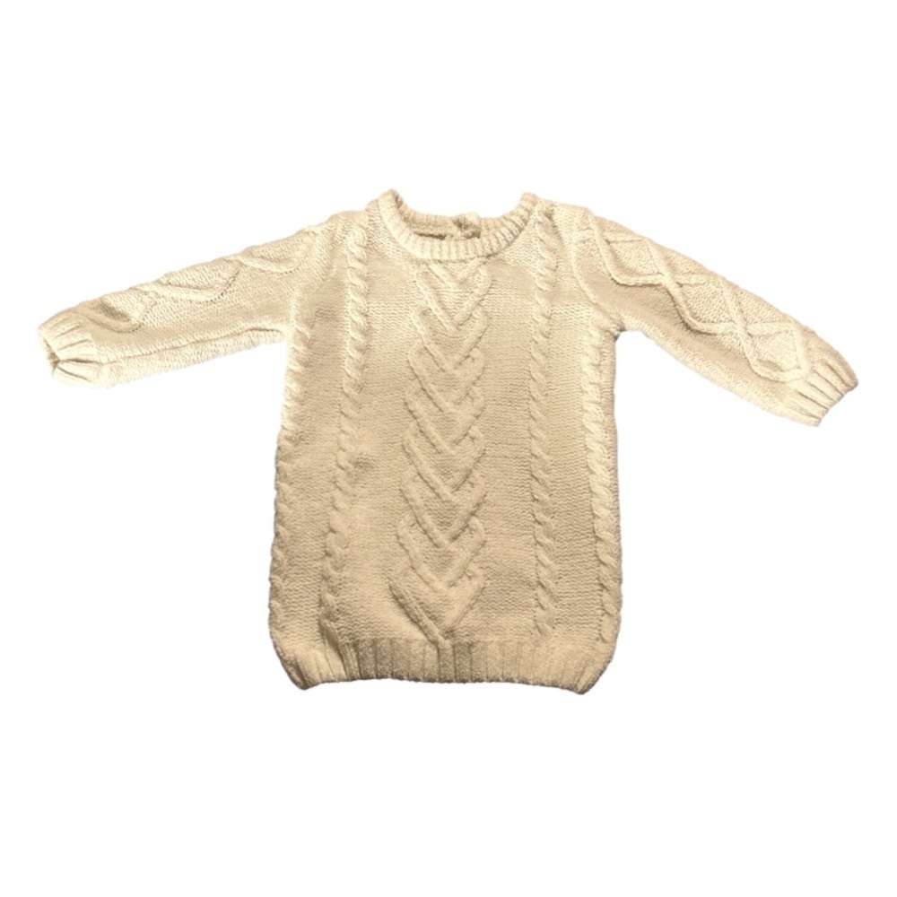 George Baby White Cable Knit Sweater Dress Size 12-18 Months